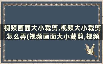 视频画面大小裁剪,视频大小裁剪怎么弄(视频画面大小裁剪,视频大小裁剪怎么调)