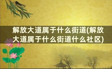 解放大道属于什么街道(解放大道属于什么街道什么社区)