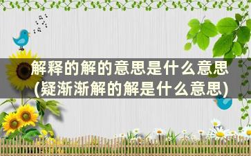 解释的解的意思是什么意思(疑渐渐解的解是什么意思)