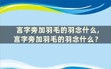 言字旁加羽毛的羽念什么,言字旁加羽毛的羽念什么？