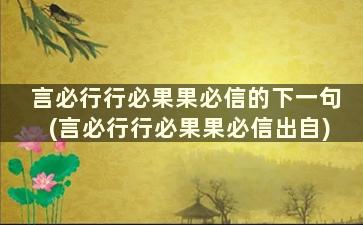 言必行行必果果必信的下一句(言必行行必果果必信出自)