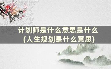 计划师是什么意思是什么(人生规划是什么意思)