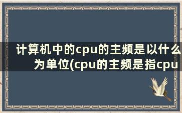 计算机中的cpu的主频是以什么为单位(cpu的主频是指cpu的什么频率)