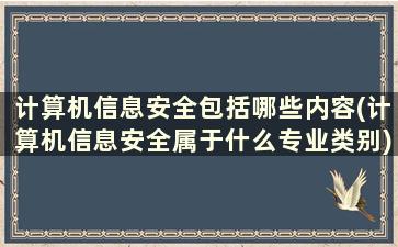 计算机信息安全包括哪些内容(计算机信息安全属于什么专业类别)