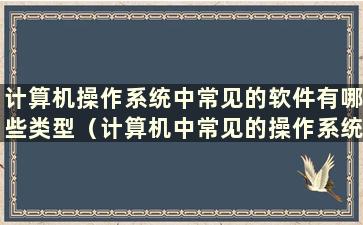 计算机操作系统中常见的软件有哪些类型（计算机中常见的操作系统有哪些）