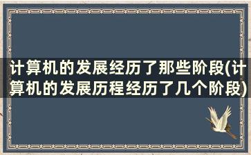 计算机的发展经历了那些阶段(计算机的发展历程经历了几个阶段)