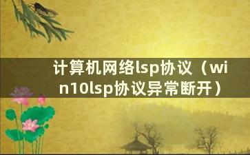 计算机网络lsp协议（win10lsp协议异常断开）