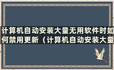 计算机自动安装大量无用软件时如何禁用更新（计算机自动安装大量无用软件时如何禁用更新）