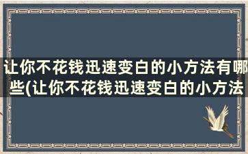 让你不花钱迅速变白的小方法有哪些(让你不花钱迅速变白的小方法)