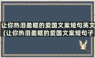 让你热泪盈眶的爱国文案短句英文(让你热泪盈眶的爱国文案短句子)