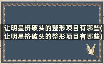 让明星挤破头的整形项目有哪些(让明星挤破头的整形项目有哪些)