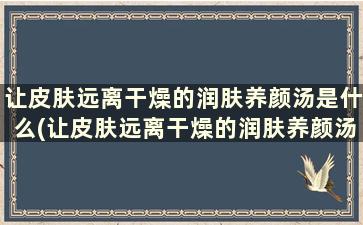 让皮肤远离干燥的润肤养颜汤是什么(让皮肤远离干燥的润肤养颜汤)