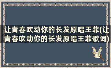 让青春吹动你的长发原唱王菲(让青春吹动你的长发原唱王菲歌词)