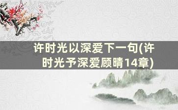 许时光以深爱下一句(许时光予深爱顾晴14章)