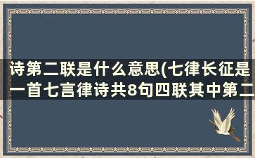 诗第二联是什么意思(七律长征是一首七言律诗共8句四联其中第二联和第三联对仗对偶对吗)