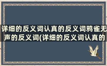 详细的反义词认真的反义词鸦雀无声的反义词(详细的反义词认真的反义词压胜无缺的反义词)