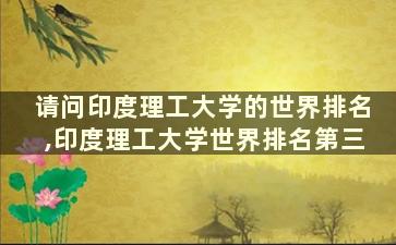 请问印度理工大学的世界排名,印度理工大学世界排名第三