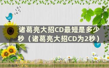 诸葛亮大招CD最短是多少秒（诸葛亮大招CD为2秒）