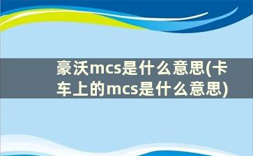 豪沃mcs是什么意思(卡车上的mcs是什么意思)