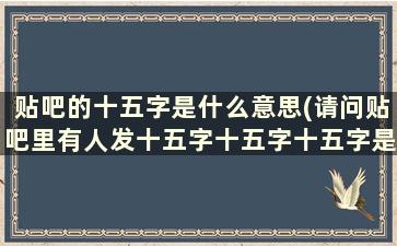 贴吧的十五字是什么意思(请问贴吧里有人发十五字十五字十五字是什么意思)