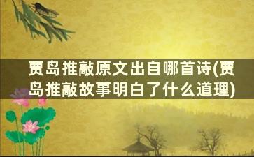 贾岛推敲原文出自哪首诗(贾岛推敲故事明白了什么道理)