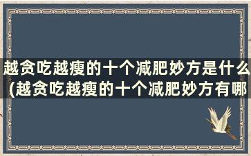 越贪吃越瘦的十个减肥妙方是什么(越贪吃越瘦的十个减肥妙方有哪些)