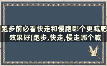 跑步前必看快走和慢跑哪个更减肥效果好(跑步,快走,慢走哪个减肥)