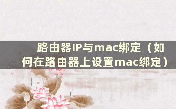 路由器IP与mac绑定（如何在路由器上设置mac绑定）