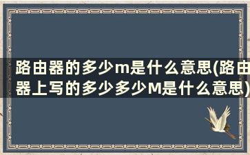 路由器的多少m是什么意思(路由器上写的多少多少M是什么意思)