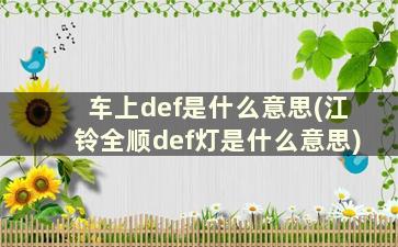 车上def是什么意思(江铃全顺def灯是什么意思)