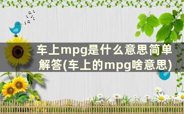 车上mpg是什么意思简单解答(车上的mpg啥意思)