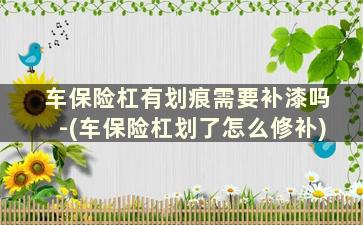 车保险杠有划痕需要补漆吗-(车保险杠划了怎么修补)