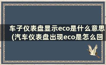 车子仪表盘显示eco是什么意思(汽车仪表盘出现eco是怎么回事)