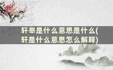 轩举是什么意思是什么(轩是什么意思怎么解释)