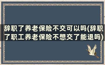 辞职了养老保险不交可以吗(辞职了职工养老保险不想交了能退吗)