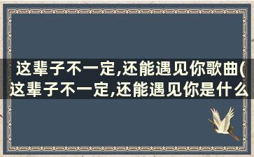 这辈子不一定,还能遇见你歌曲(这辈子不一定,还能遇见你是什么歌)