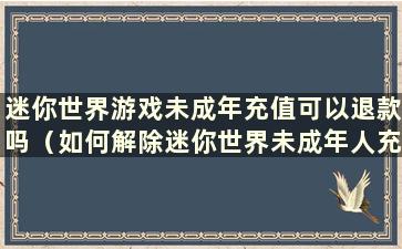 迷你世界游戏未成年充值可以退款吗（如何解除迷你世界未成年人充值限制）