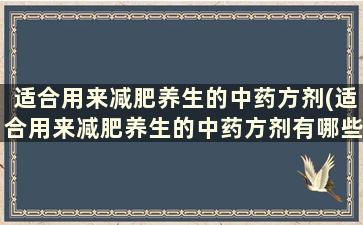 适合用来减肥养生的中药方剂(适合用来减肥养生的中药方剂有哪些)