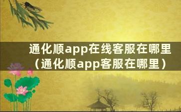 通化顺app在线客服在哪里（通化顺app客服在哪里）