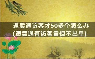 速卖通访客才50多个怎么办(速卖通有访客量但不出单)