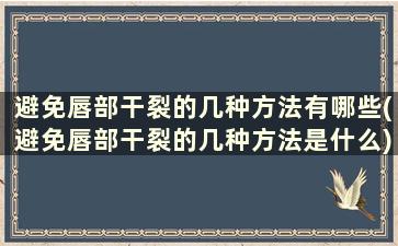 避免唇部干裂的几种方法有哪些(避免唇部干裂的几种方法是什么)