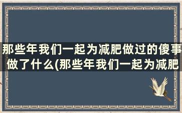 那些年我们一起为减肥做过的傻事做了什么(那些年我们一起为减肥做过的傻事是什么)