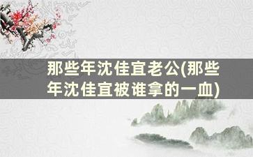 那些年沈佳宜老公(那些年沈佳宜被谁拿的一血)