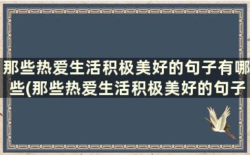 那些热爱生活积极美好的句子有哪些(那些热爱生活积极美好的句子英语)