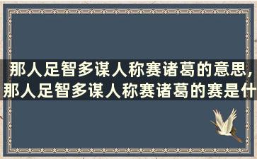 那人足智多谋人称赛诸葛的意思,那人足智多谋人称赛诸葛的赛是什么意思