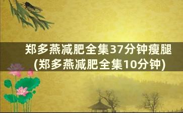 郑多燕减肥全集37分钟瘦腿(郑多燕减肥全集10分钟)