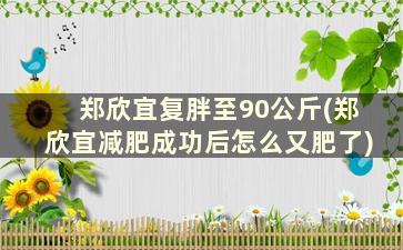 郑欣宜复胖至90公斤(郑欣宜减肥成功后怎么又肥了)