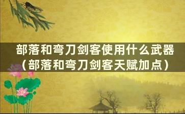 部落和弯刀剑客使用什么武器（部落和弯刀剑客天赋加点）