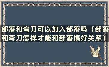 部落和弯刀可以加入部落吗（部落和弯刀怎样才能和部落搞好关系）