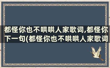 都怪你也不哄哄人家歌词,都怪你下一句(都怪你也不哄哄人家歌词,都怪你下一句怎么说)